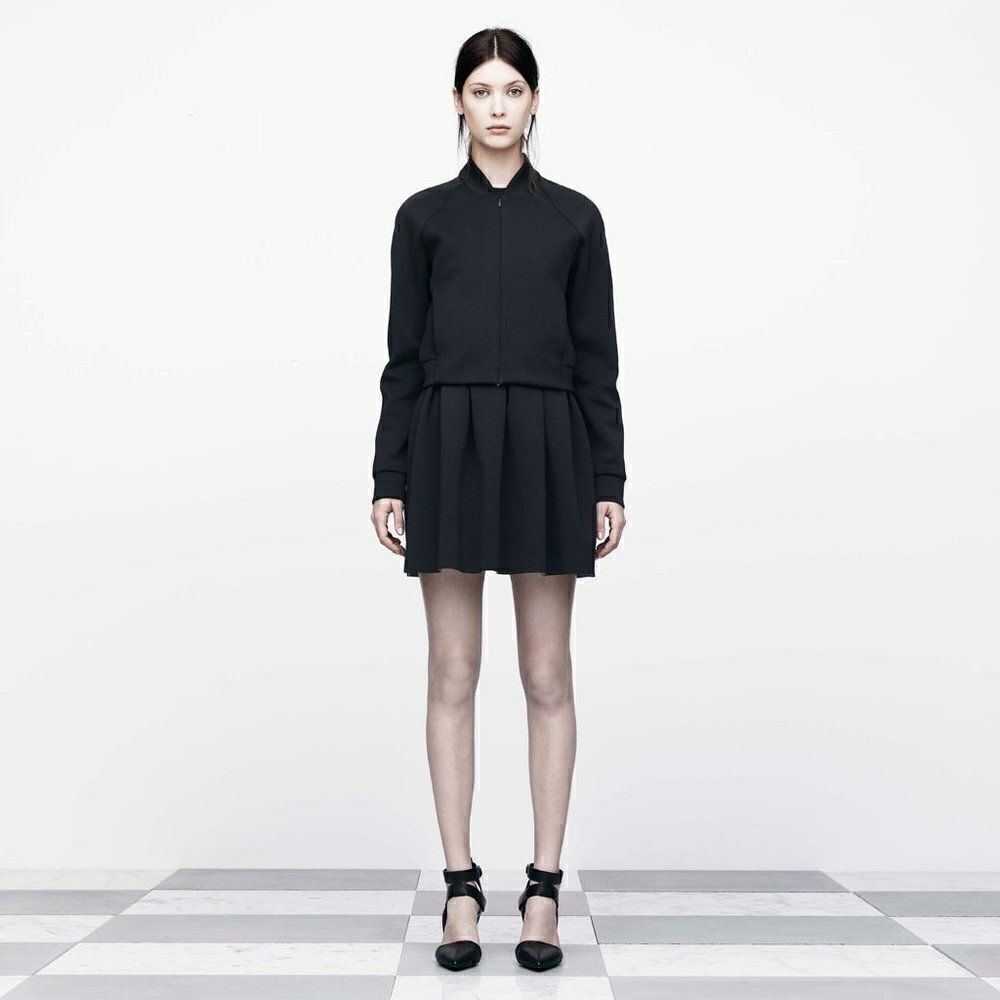 T by Alexander Wang Black Scuba Full Zip Bomber Jacket